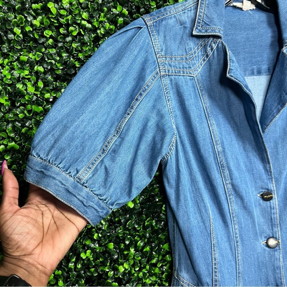 PILCRO | Denim Button-Front Puff Sleeve Dress - Picture 7 of 12